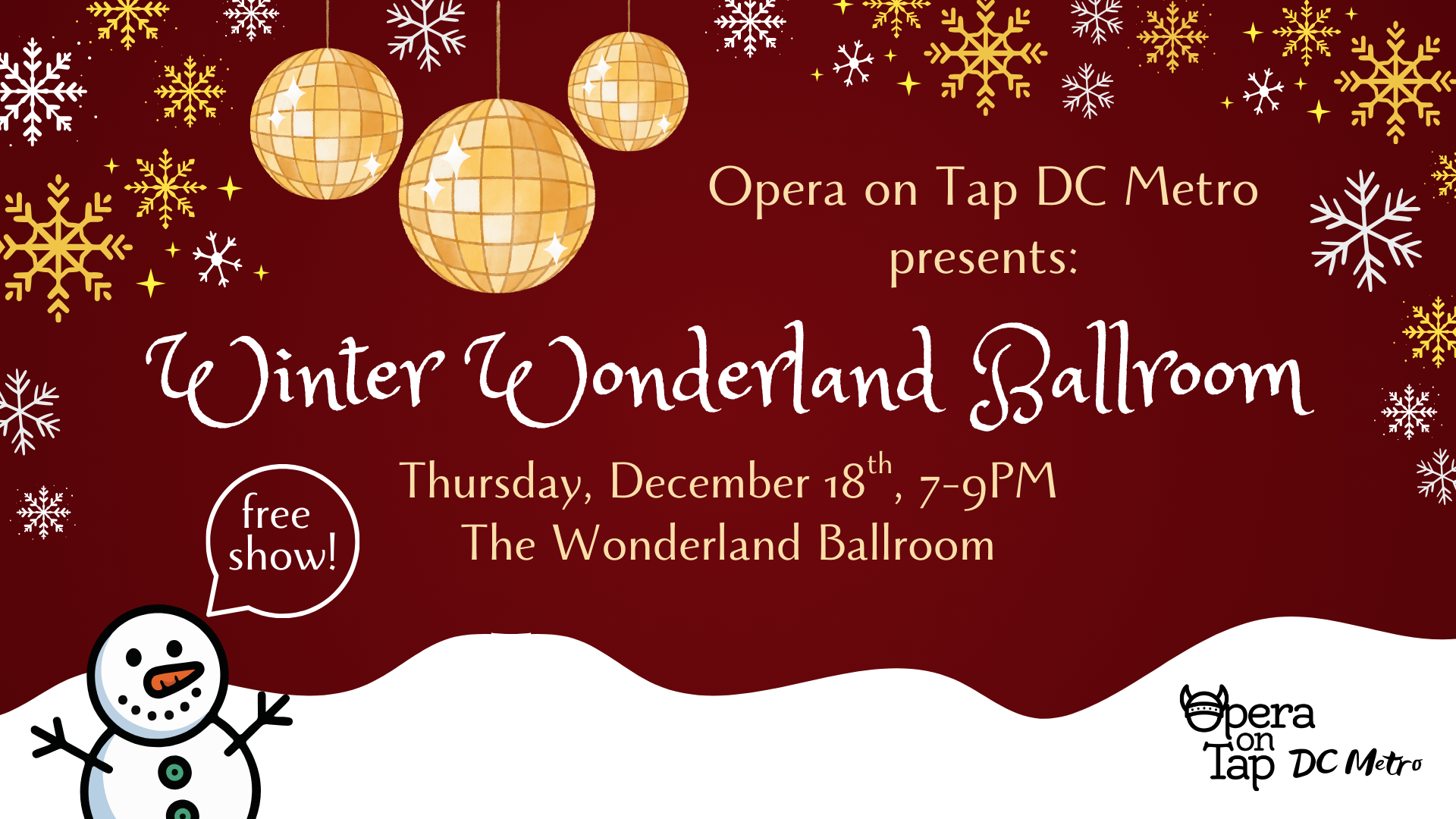 Opera on Tap DC Metro presents Winter Wonderland Ballroom